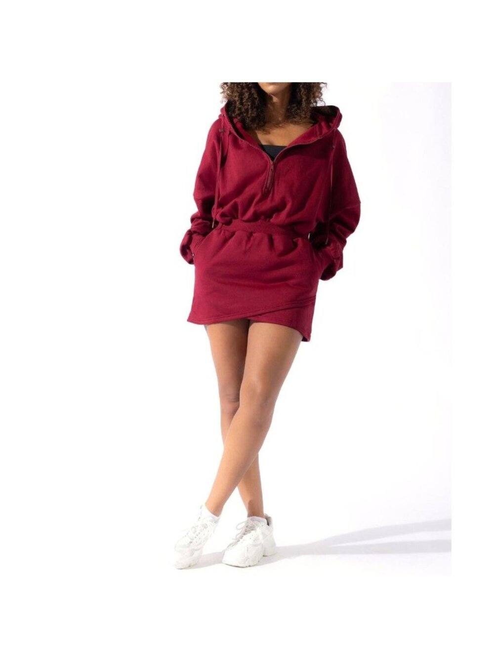 Popflex Game Day Dress Women Size S/M Hoodie Half Zip Pullover Crimson Red